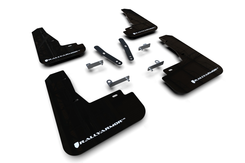 Rally Armor 22-25 Kia EV6 Black UR Mud Flap White Logo - MF91-UR-BLK-WH