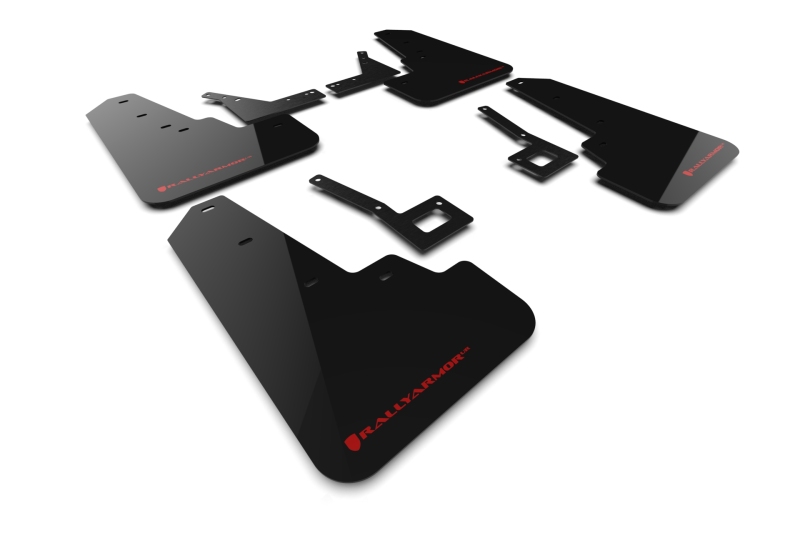 Rally Armor 19-25 Dodge Ram 1500 Rebel Black UR Mud Flap w/Red Logo - MF98-UR-BLK-RD