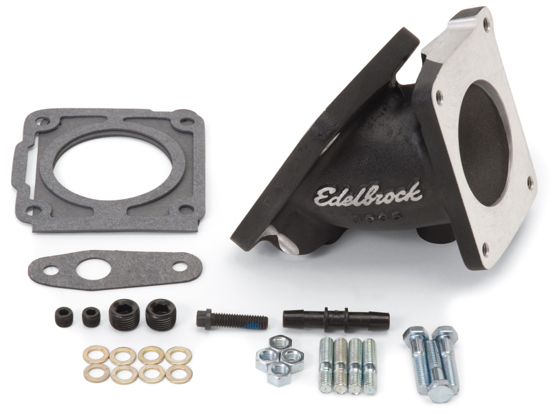 Edelbrock EFI Throttle Body Adaptor (Elbow) Ford Mustang 94-95 w/ Black Mini Texture Powder Coat - 38353