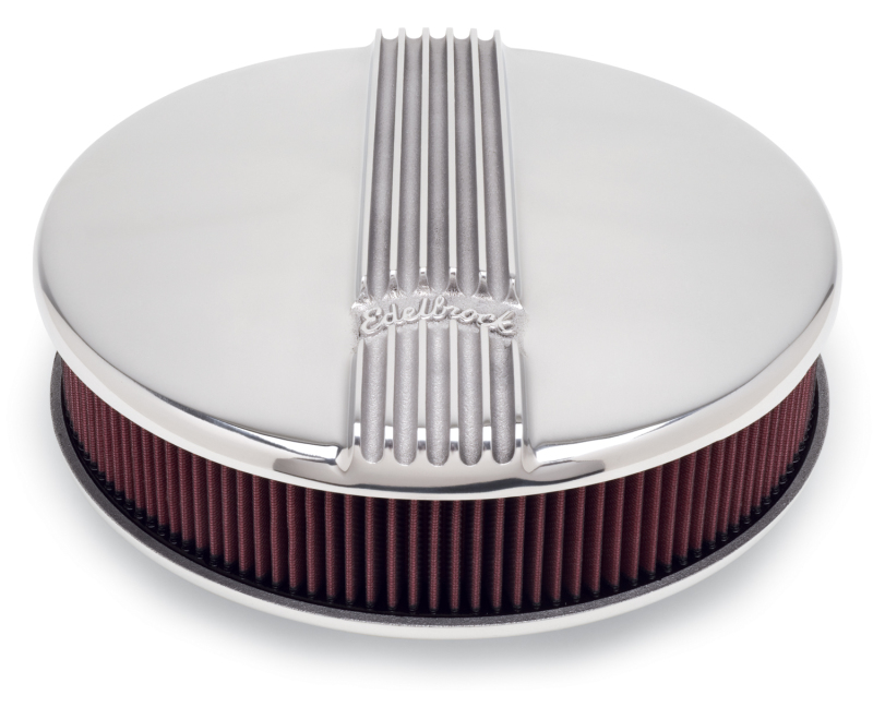 Edelbrock Air Cleaner Classic Series Round Aluminum Top Cloth Element 14In Dia X 3 9In Polished - 4117