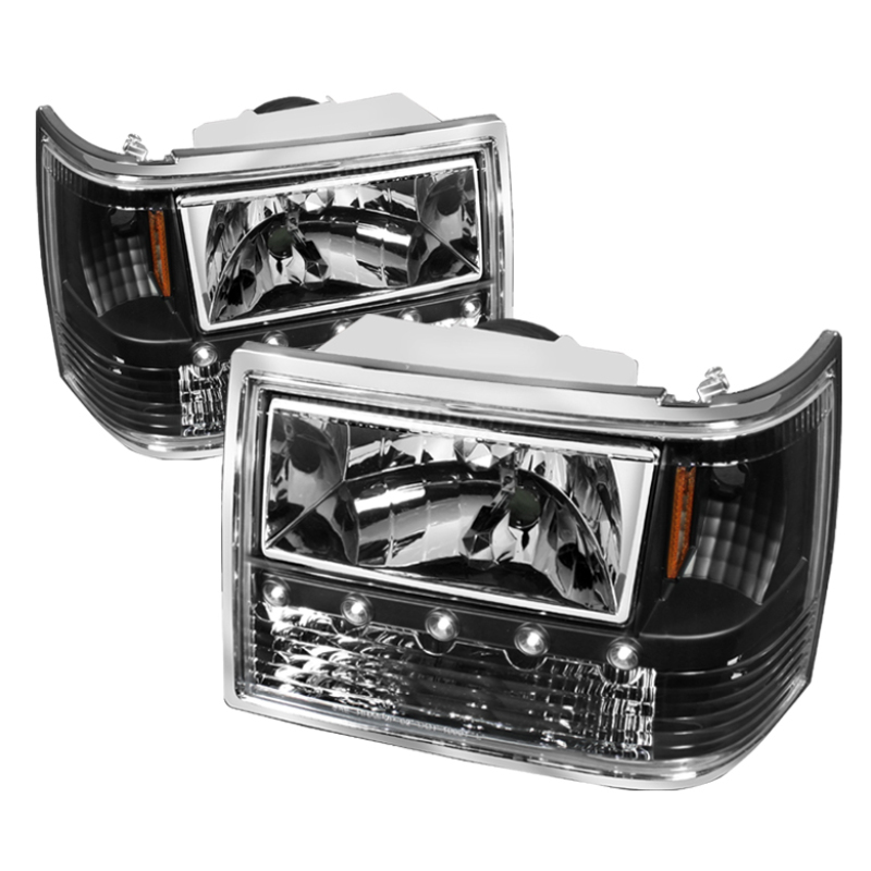 Xtune Jeep Grand Cherokee 93-98 1Pc Crystal Headlights Black HD-ON-JGC93-1PC-LED-BK - 5017666