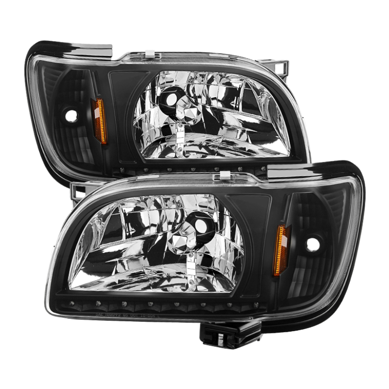 Xtune Toyota Tacoma 01-04 1 Piece w/ Black Trim Crystal Headlights Black HD-ON-TT01-1PC-LED-BK - 5056214