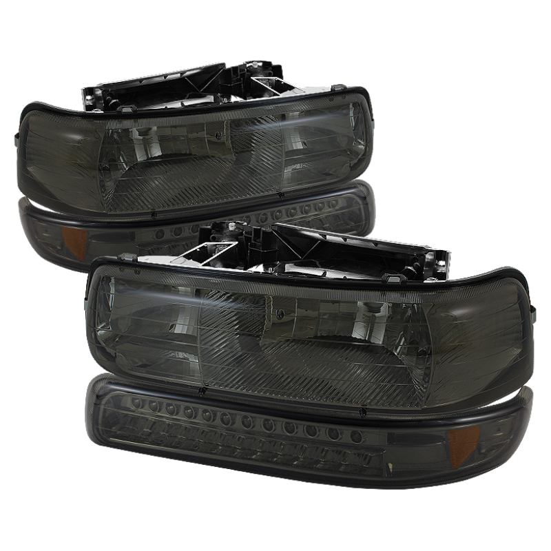 Xtune Chevy TahOE 00-06 Headlights w/ LED Bumper Lights Amber Smoke HD-JH-CSIL99-LED-SET-SM - 5069481