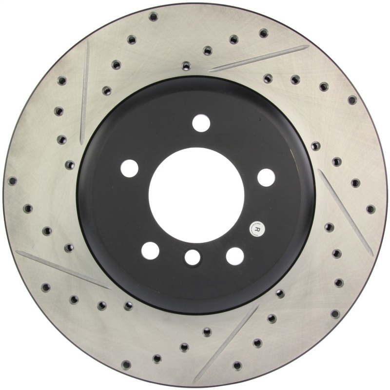 StopTech 08-09 BMW 535 Series / 04-09 545i/550i/645Ci/650i Slotted & Drilled Right Front Rotor - 127.34071R
