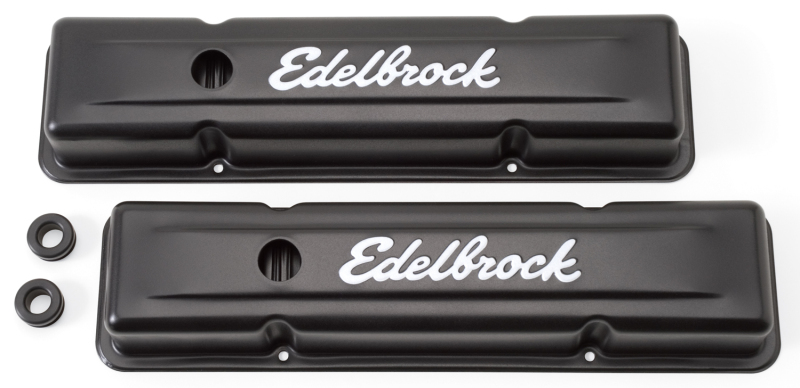 Edelbrock Valve Cover Signature Series Chevrolet 1959-1986 262-400 CI V8 Low Black - 4443