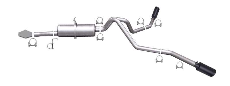 Gibson 99-04 Ford F-250 Super Duty Lariat 6.8L 2.5in Cat-Back Dual Extreme Exhaust - Black Elite - 69004B