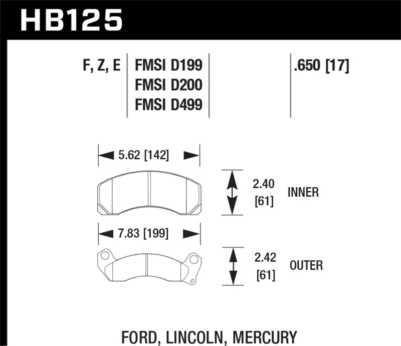 Hawk 84-93 Ford Mustang Blue 9012 Race Front Brake Pads - HB125E.650