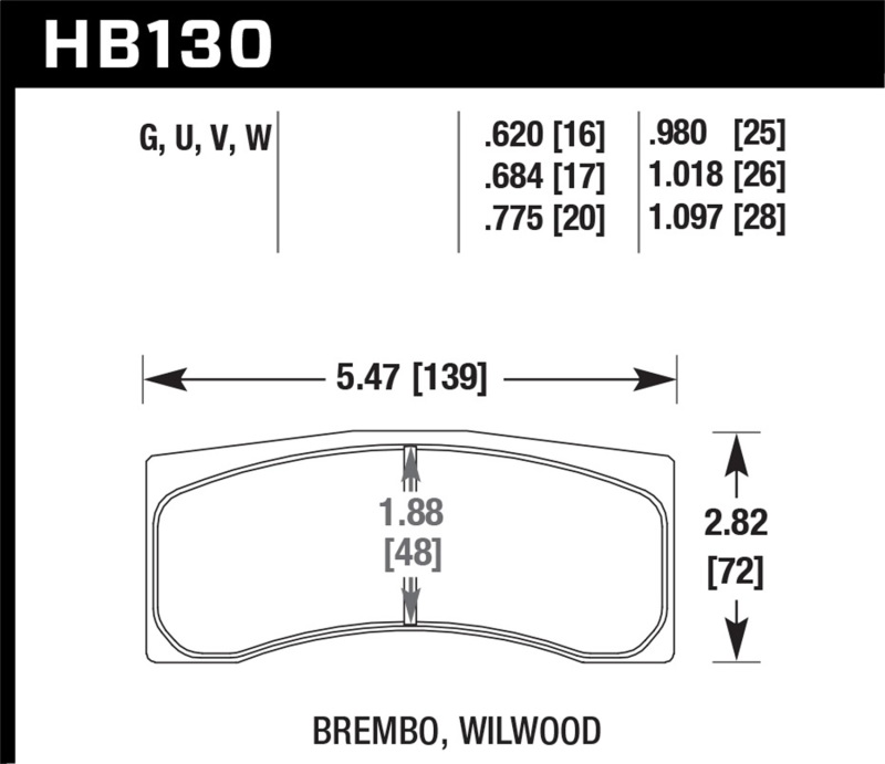 Hawk DTC-50 Alcon 20mm Race Brake Pads - HB130V.775