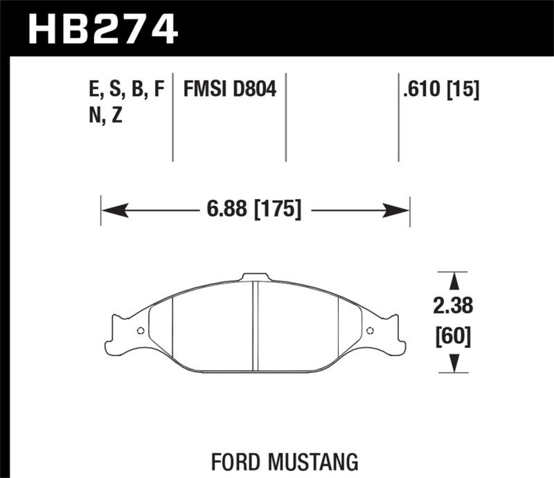 Hawk 96-10 Ford Mustang Blue 9012 Race Front Brake Pads - HB274E.610