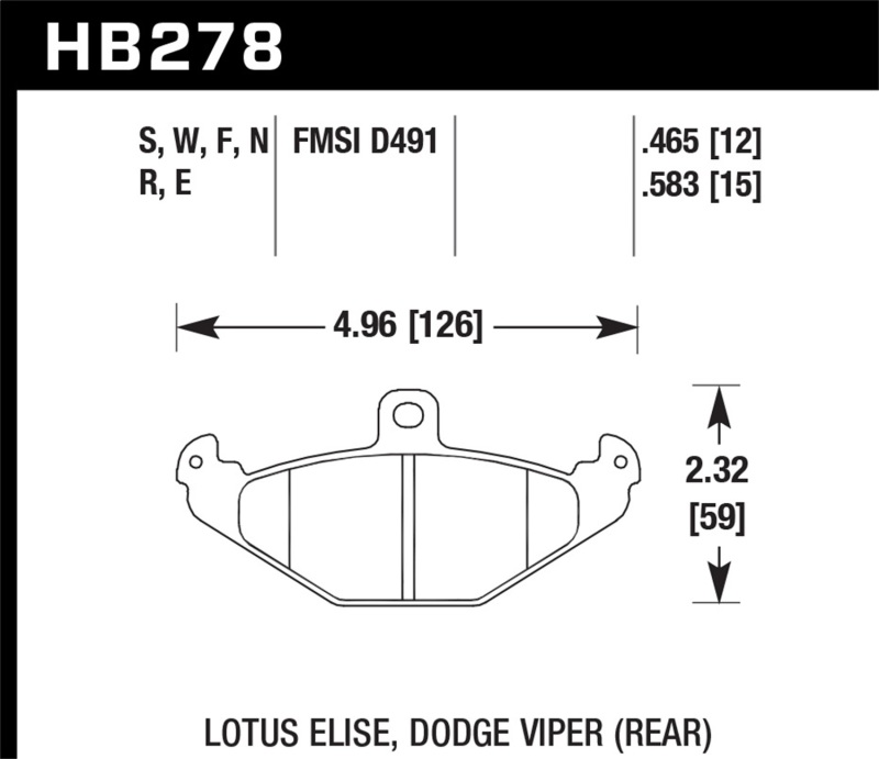 Hawk 92-00 Dodge Viper / 01-05/10-11 Lotus Elise / 10-11 Lotus Exige DTC-30 Race Rear Brake Pads - HB278W.465