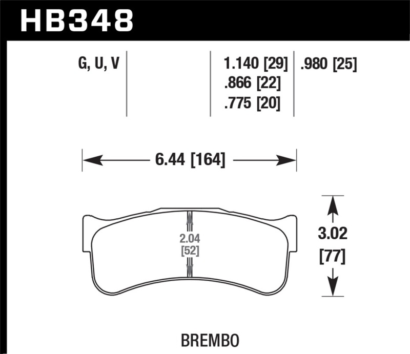 Hawk Brembo Disc DTC-70 w/ 1.140in Thickness Race Brake Pads - HB348U1.14