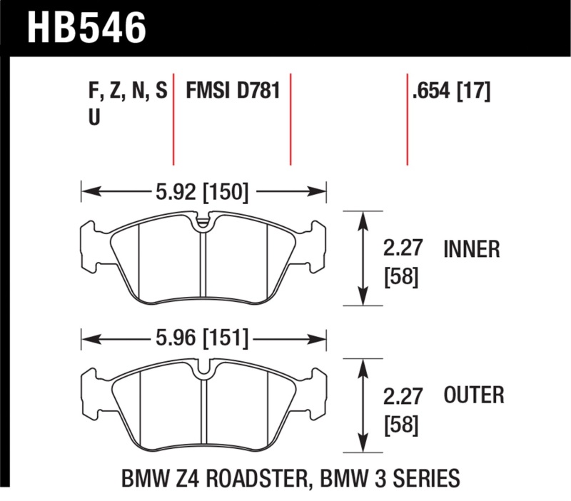 Hawk HP+ Street Brake Pads - HB546N.654