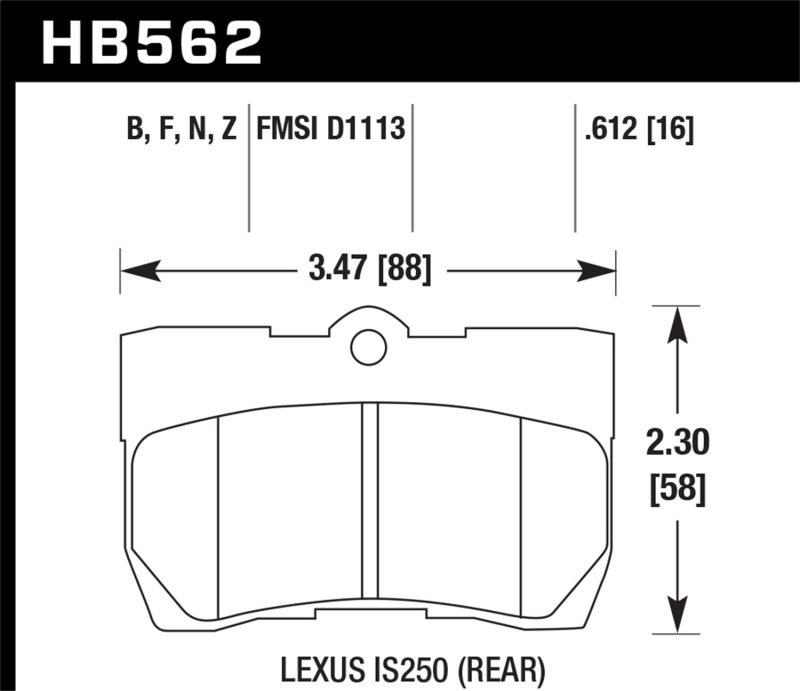 Hawk Lexus 06-07 GS300/ 06-08 IS250 HPS Street Rear Brake Pads - HB562F.612