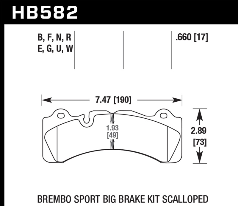 Hawk DTC-80 Brembo Scalloped 17mm Race Brake Pads - HB582Q.660