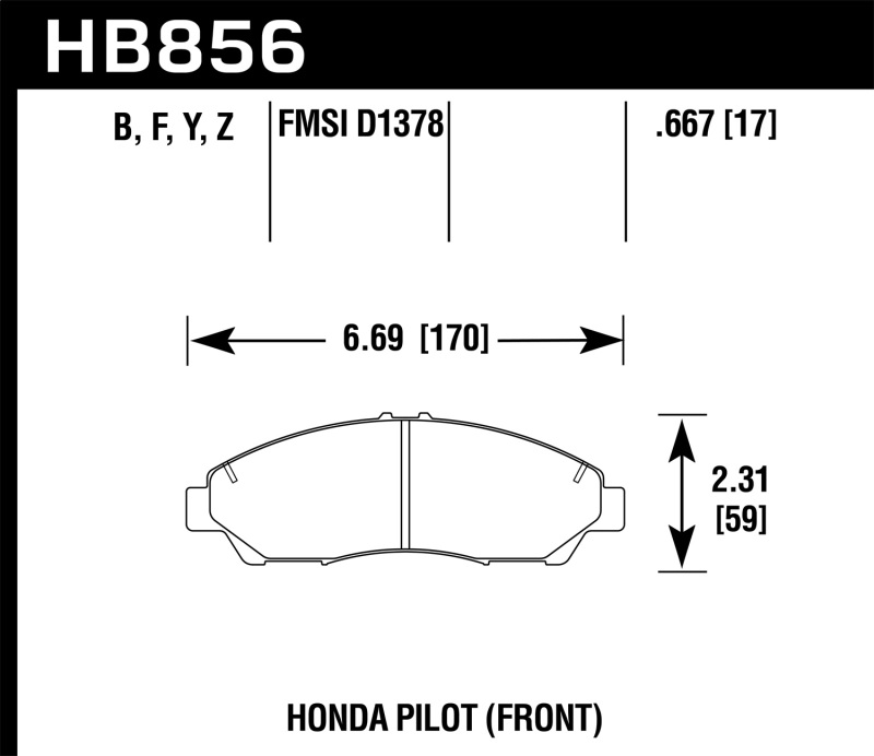 Hawk 09-15 Honda Pilot HPS 5.0 Front Brake Pads - HB856B.667