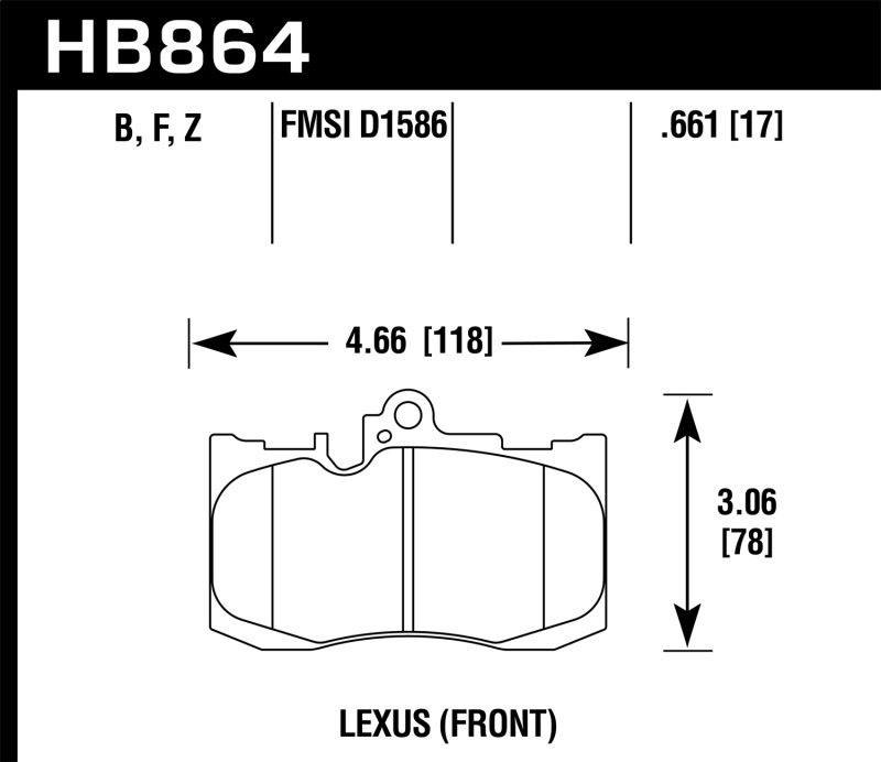 Hawk 13-17 Lexus GS350/GS350 F Sport / 12-17 Lexus IS350 HPS Street Front Brake Pads - HB864F.661