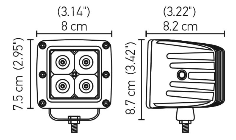 Hella HVF Cube 4 LED Off Road Kit - 3.1in 12W Spot Beam - 357204031