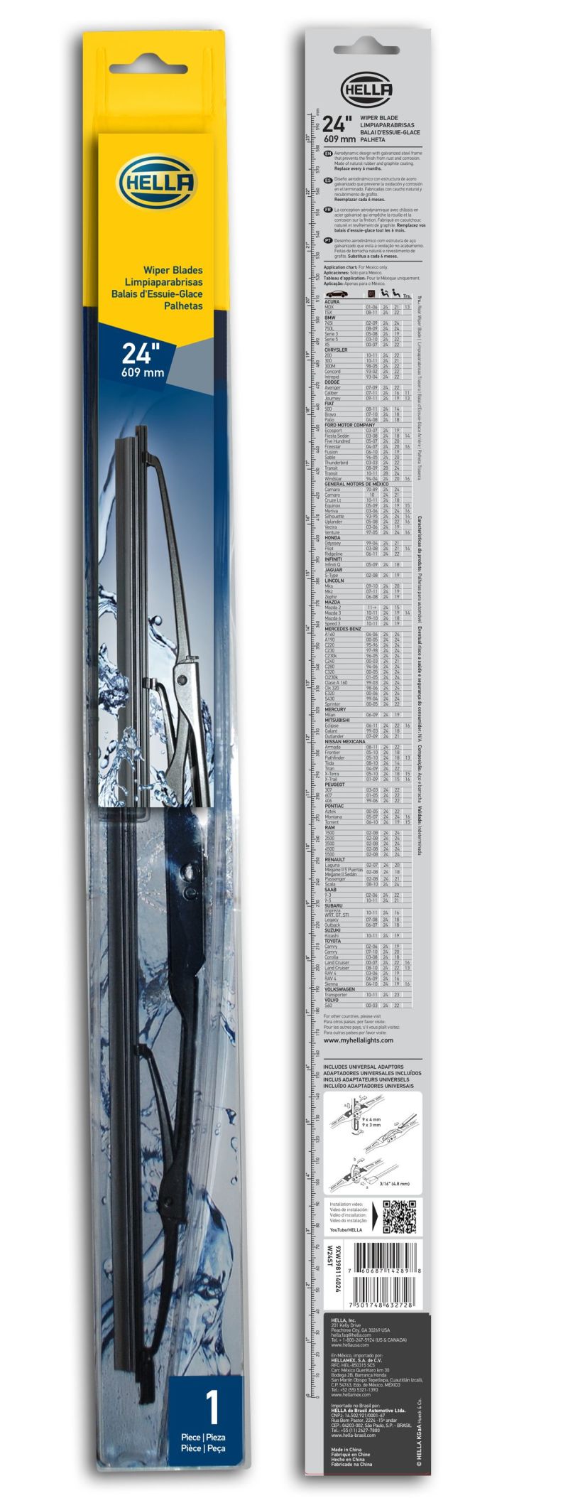 Hella Standard Wiper Blade 24in - Single - 9XW398114024