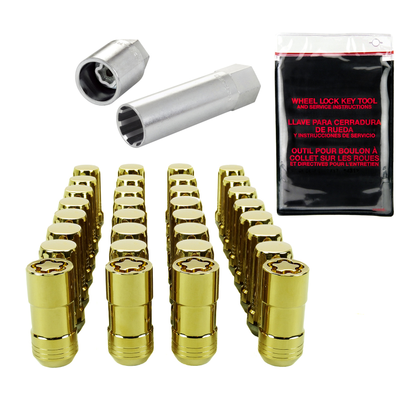 McGard SplineDrive Tuner 8 Lug Install Kit w/Locks & Tool (Cone) M14X1.5 / 1in. Hex - Gold - 65810GD