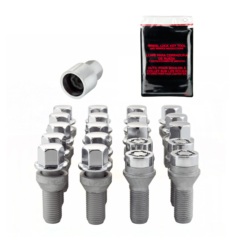 McGard 5 Lug Hex Install Kit w/Locks (Cone Seat Bolt) M14X1.5 / 17mm Hex / 28.0mm Shank L. - Chrome - 67200