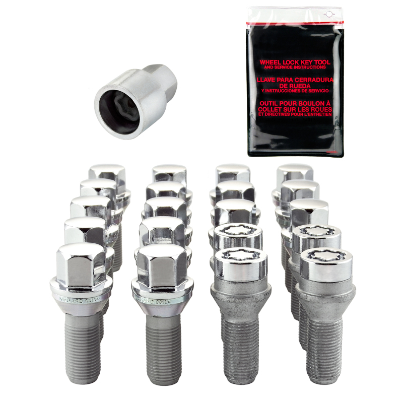 McGard 5 Lug Hex Install Kit w/Locks (Cone Seat Bolt) M14X1.25 / 17mm Hex / 27.5mm Shank L. - Chrome - 67226