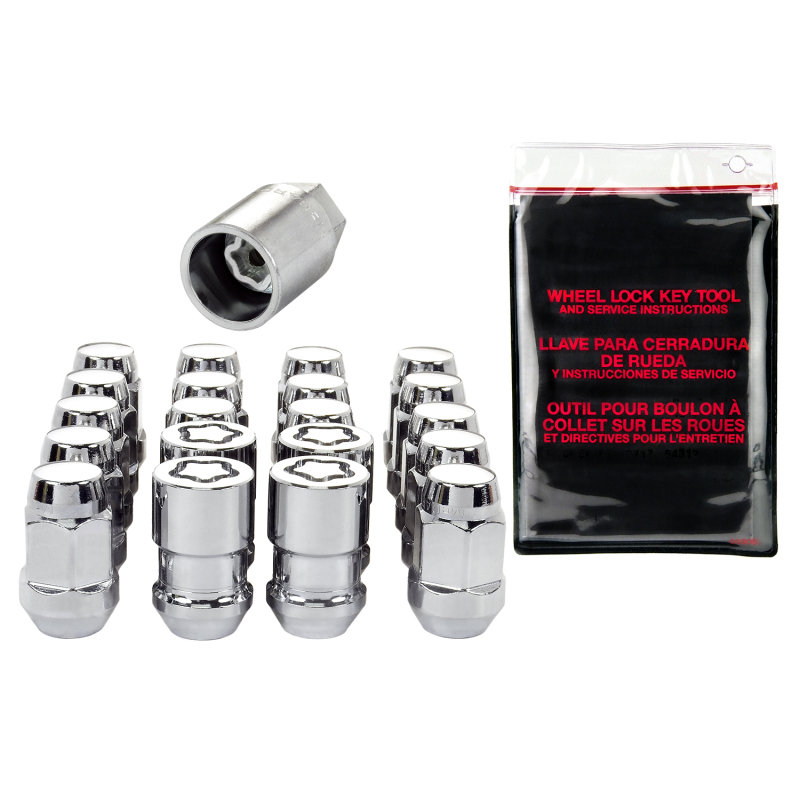 McGard 5 Lug Hex Install Kit w/Locks (Cone Seat Nut / Bulge) 1/2-20 / 3/4 Hex / 1.45in. L - Chrome - 84550