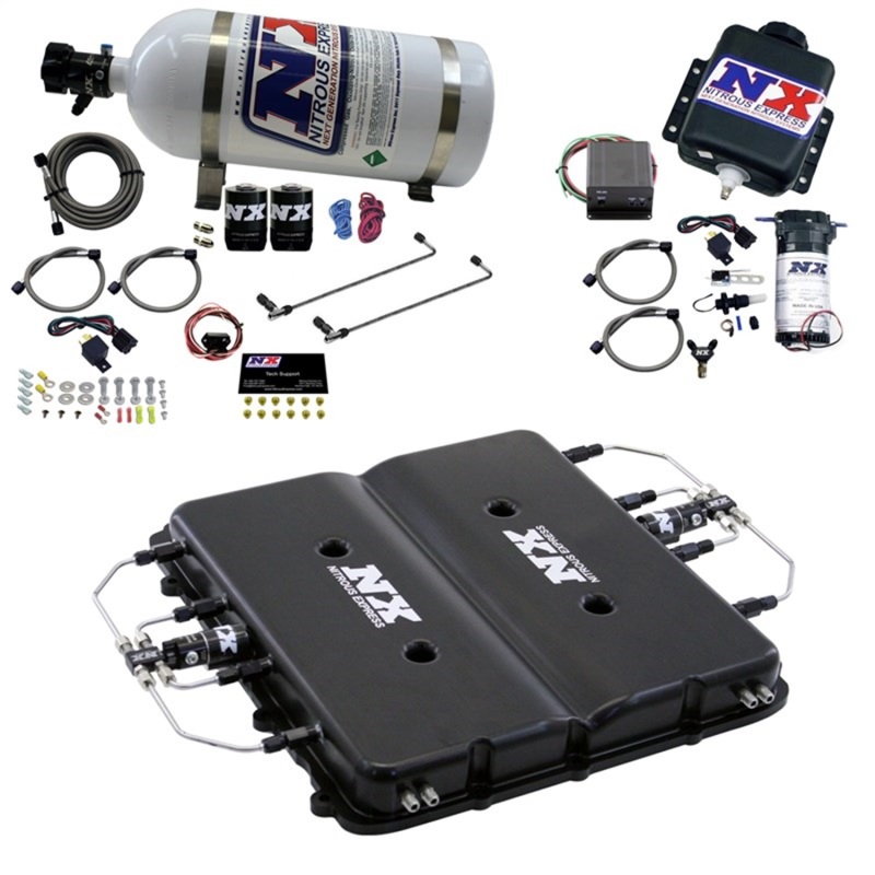 Nitrous Express Nitrous & Water Injection Kit w/Billet LT4 Supercharger Lid w/10lb Bottle - 20939BMF-10