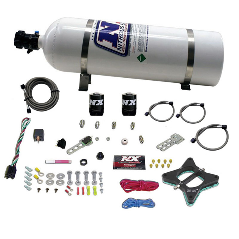 Nitrous Express 96-04 Ford Mustang 4.6L 2 Valve Nitrous Plate Kit w/15lb Bottle - 20946-15