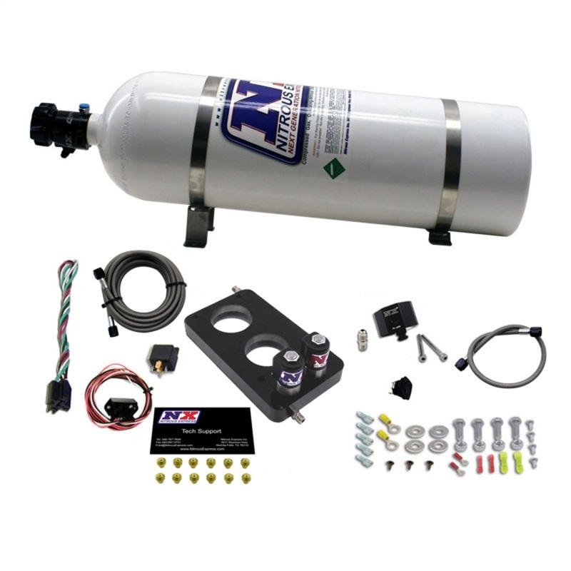 Nitrous Express 05-10 Ford Mustang 4.6L 3 Valve Nitrous Plate Kit (50-150HP) w/15lb Bottle - 20947-15