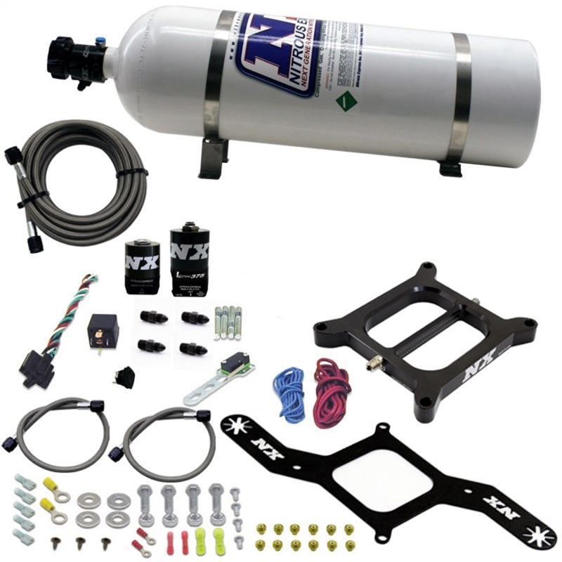 Nitrous Express 4150 RNC Conventional Nitrous Plate Kit w/.375in Solenoid w/15lb Bottle - 55140-15