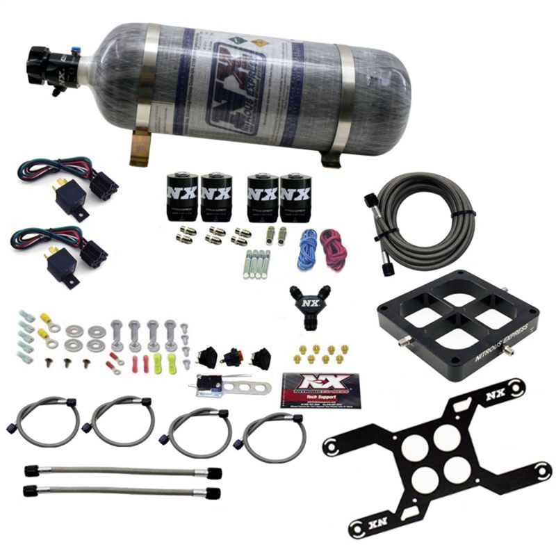 Nitrous Express Dominator Dual Stage Billet Crossbar Nitrous Kit (50-300 & 100-500HP) w/Comp Bottle - 66047-12