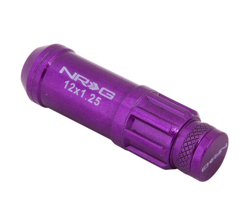 NRG 700 Series M12 X 1.25 Steel Lug Nut w/Dust Cap Cover Set 21 Pc w/Locks & Lock Socket - Purple - LN-LS710PP-21