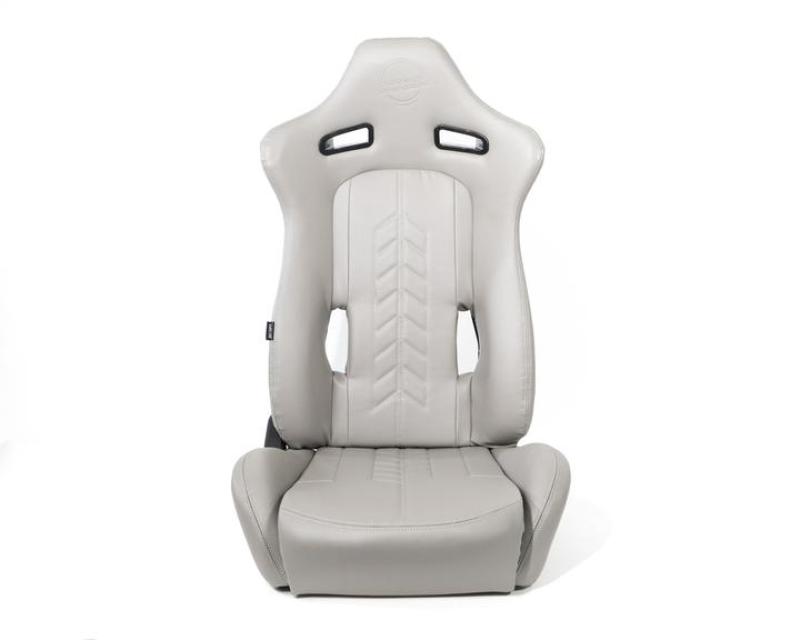 NRG Reclinable Sport Seats (Pair) The Arrow Grey Vinyl w/ Pressed NRG logo w/ Grey Stitch - RSC-810GY L/R