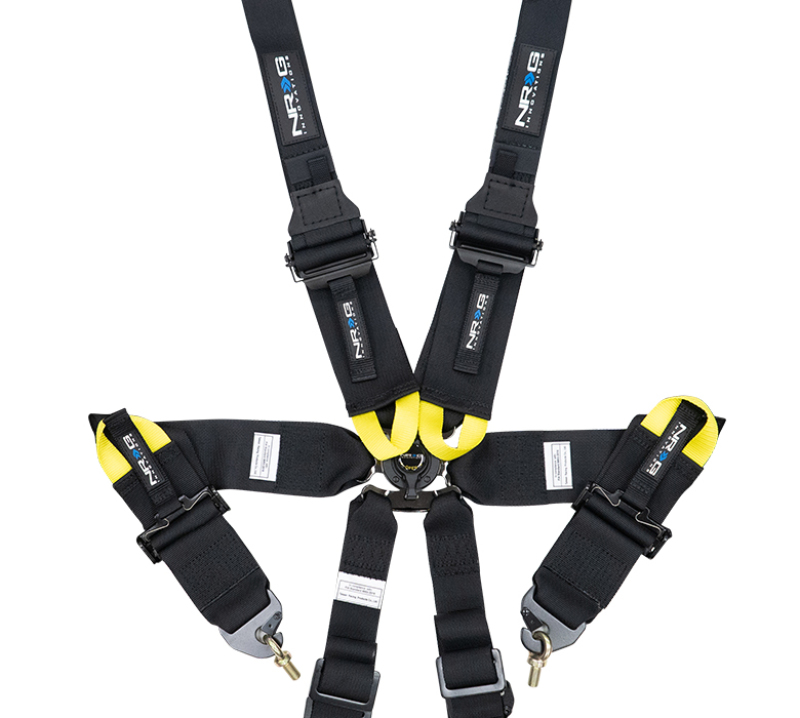 NRG FIA 6pt 2in. Shoulder Belt for HANS Device/ Rotary Cam Lock Buckle/ 3in. Waist Belt - Black - SBH-HRS6PCBK