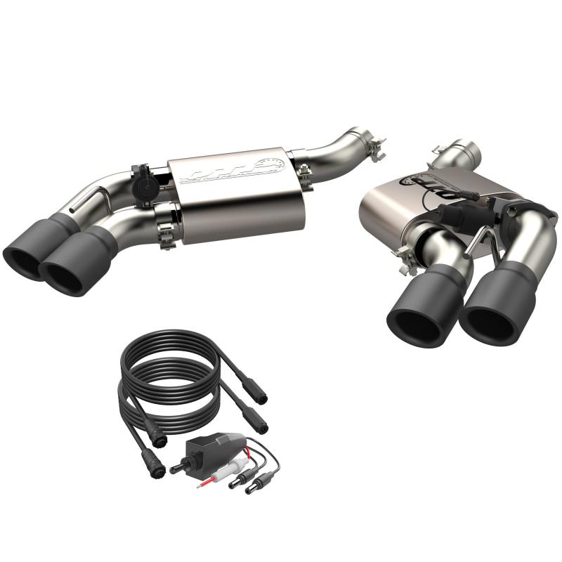 QTP 16-18 Chevrolet Camaro SS 6.2L 304SS Screamer Axle Back Exhaust Tip w/3.5in Quad Black Tips - 400117B