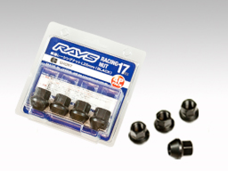 Rays 17 Hex Racing Nut Set L25 Short Type 12x1.50 - Black Chromate (4 Pieces) - W17RN12150BL254P