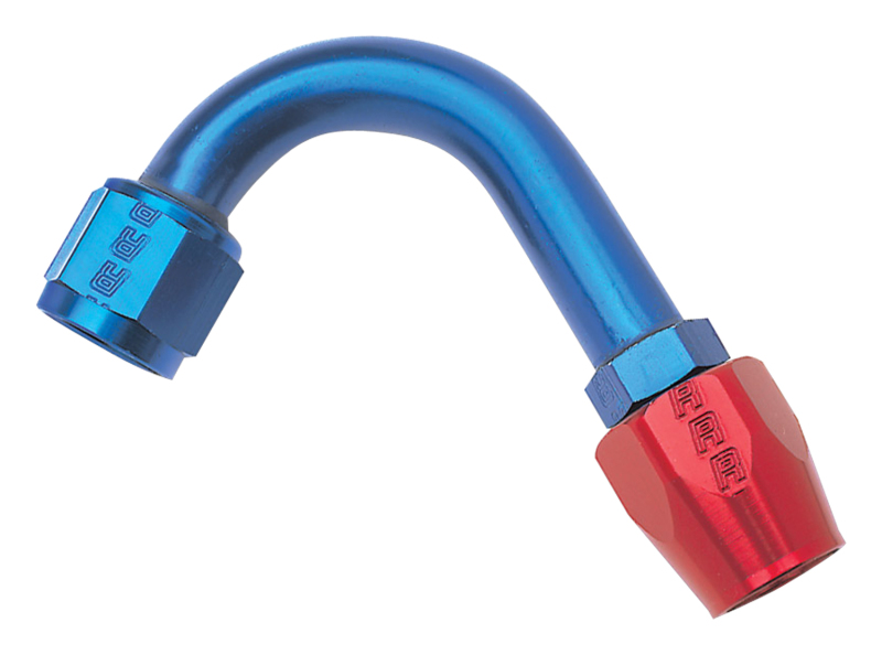 Russell Performance -8 AN Red/Blue 120 Degree Full Flow Hose End (1-1/4in Centerline Radius) - 610230