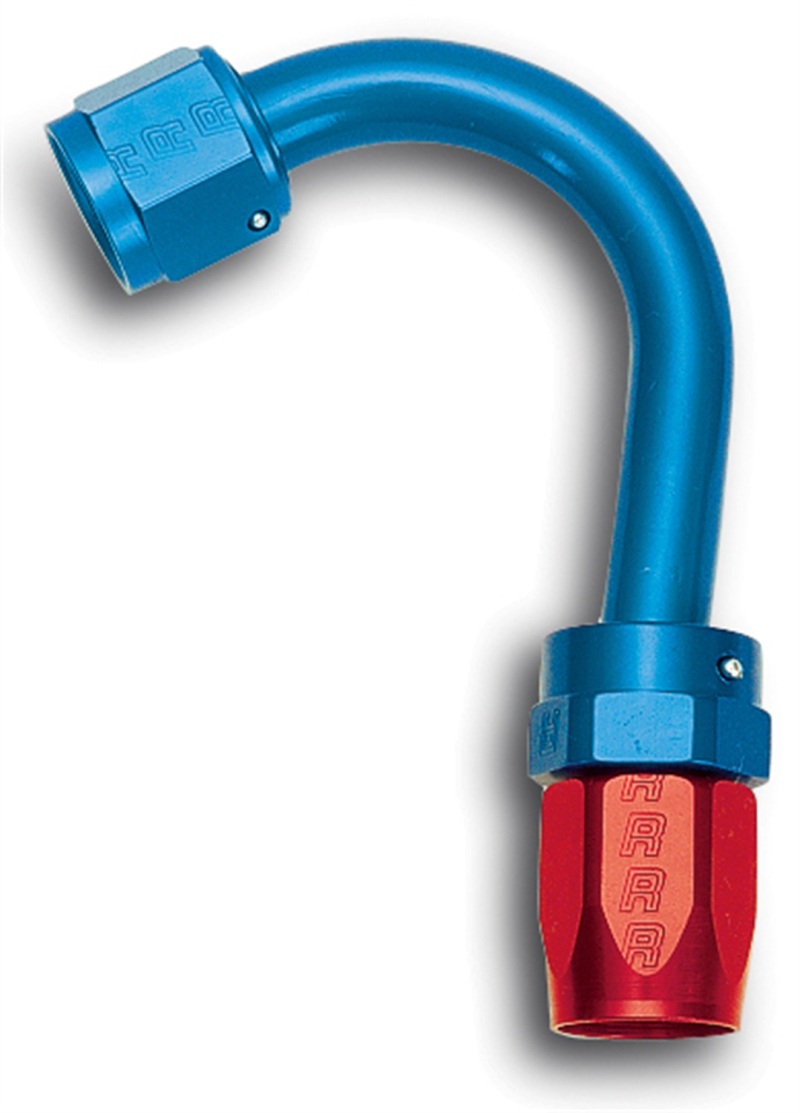 Russell Performance -10 AN Red/Blue 150 Degree Full Flow Swivel Hose End (With 1-1/4in Radius) - 613370