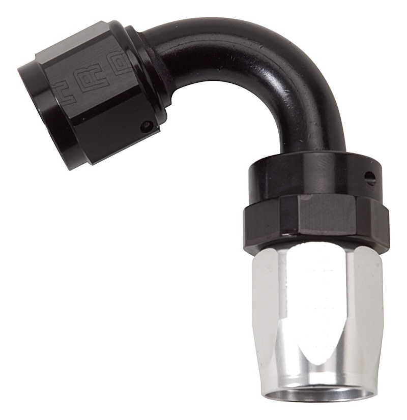 Russell Performance -8 AN Black/Silver 120 Degree Tight Radius Full Flow Swivel Hose End - 613413