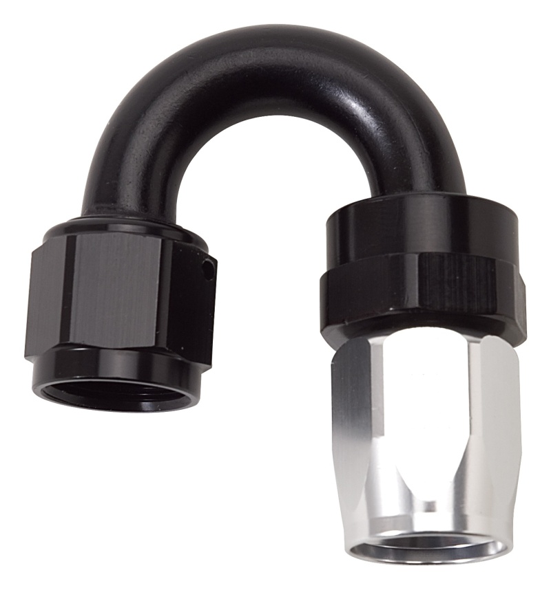 Russell Performance -8 AN Black/Silver 180 Degree Tight Radius Full Flow Swivel Hose End - 613513