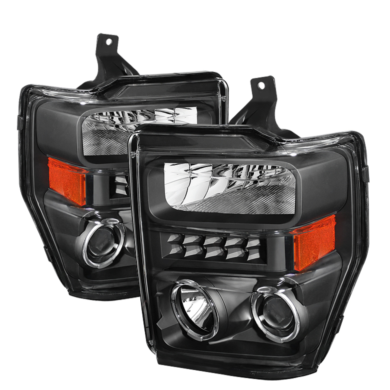 Xtune Ford F250/350/450 Super Duty 08-10 Projector Headlights LED Halo Black PRO-JH-FS08-LED-BK - 5076267