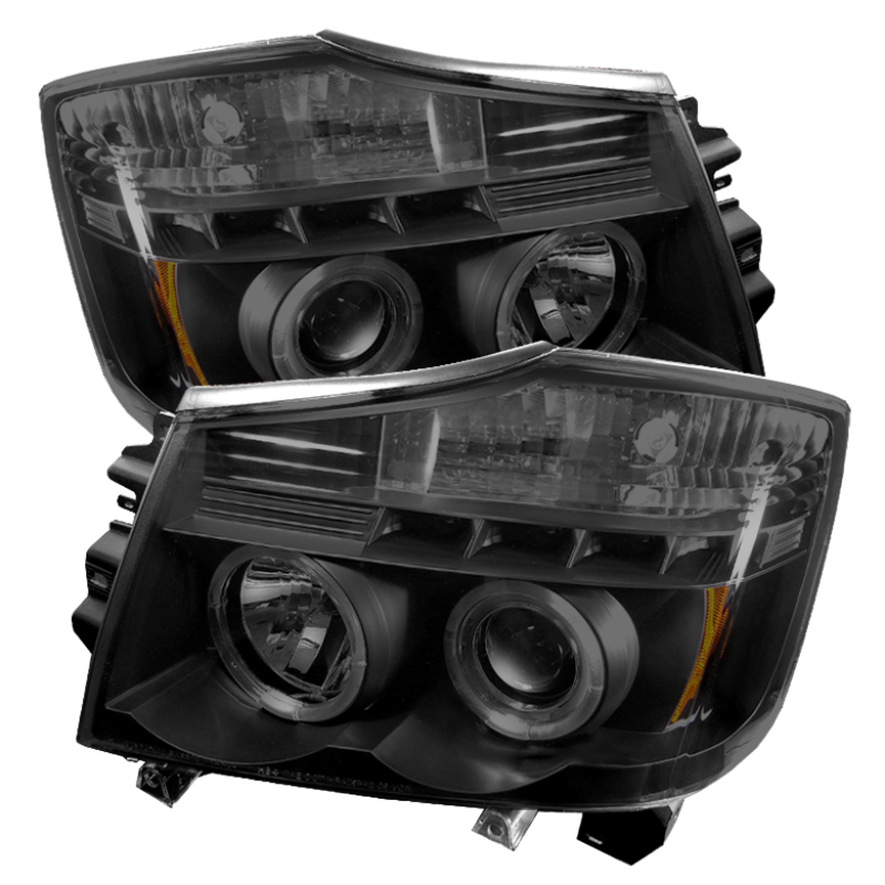 Spyder Nissan Titan 04-14 Projector Headlights LED Halo LED Blk Smke PRO-YD-NTI04-HL-BSM - 5078605