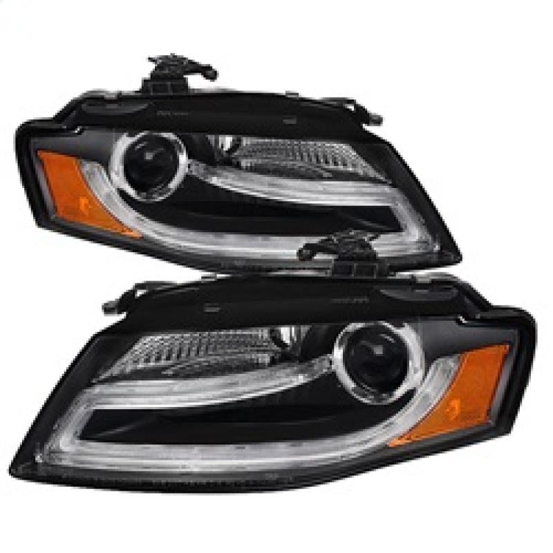Spyder Audi A4 09-12 Projector Headlights Halogen Model Only - DRL LED Black PRO-YD-AA408-DRL-BK - 5081544