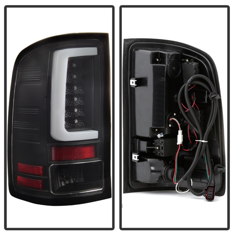 Spyder 07-13 GMC Sierra 1500 V2 Light Bar LED Tail Lights - Black (ALT-YD-GS07V2-LBLED-BK) - 5084743