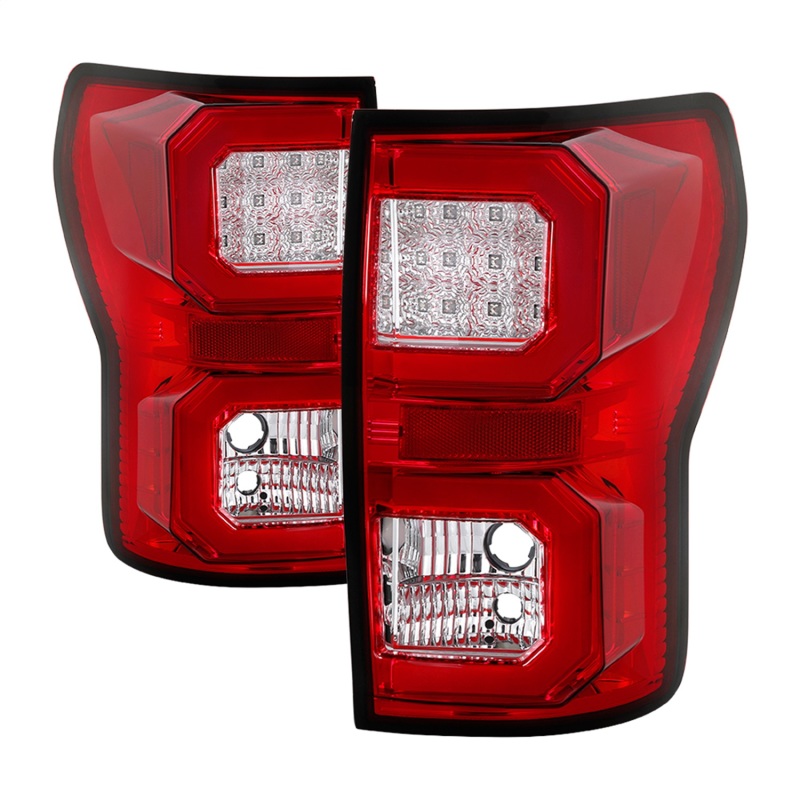 Spyder 07-13 Toyota Tundra V2 Light Bar LED Tail Lights - Red Clear ALT-YD-TTU07V2-LB-RC - 5085450