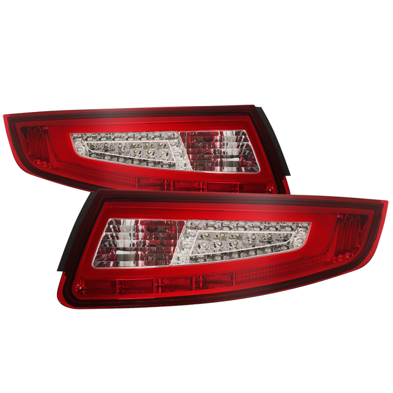 xTune Porsche 911 997 05-08 Light Bar LED Tail Lights - Red Clear ALT-ON-P99705V2-LBLED-RC - 9038631