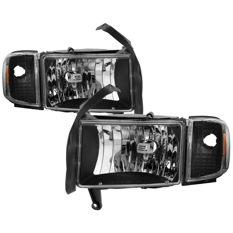 xTune Dodge Ram 1500 94-01 OEM Style Headlights w/ Corner Lamps - Black OEM HD-JH-DR94-SET-BK - 9040061