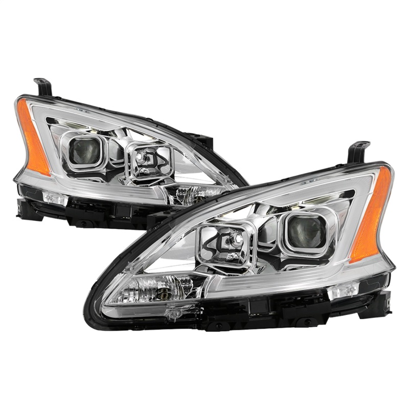 xTune 13-15 Nissan Sentra DRL LED Light Bar Halogen Projector Headlights - Chrm (PRO-JH-NS13-LB-C) - 9042980