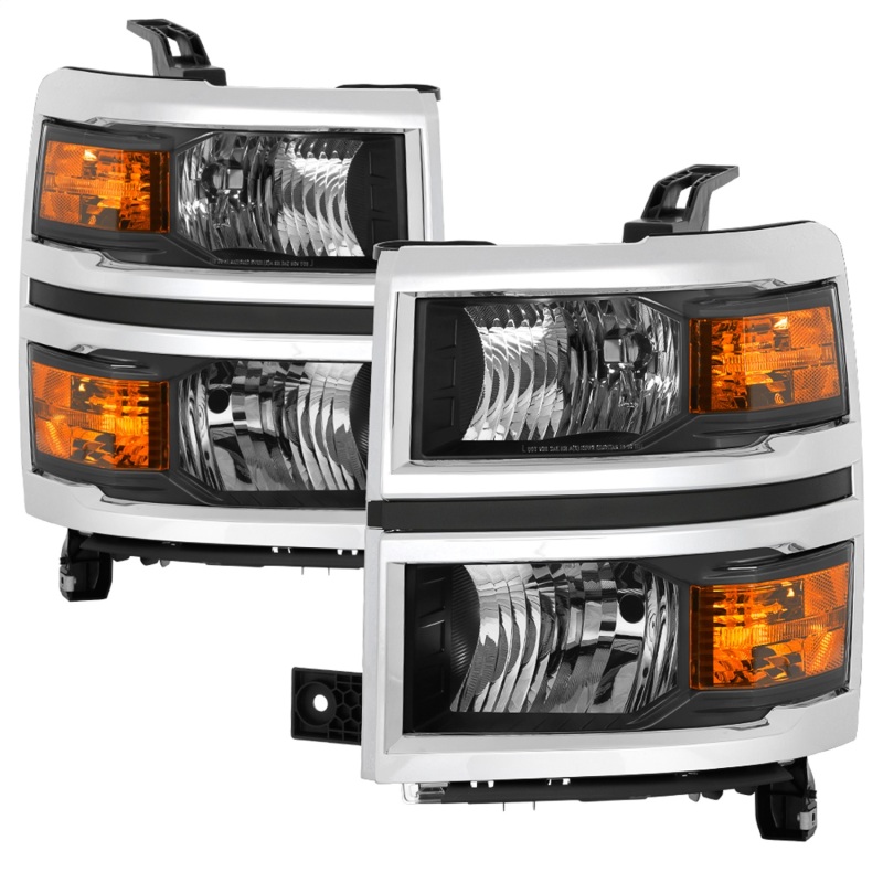 xTune 14-15 Chevy Silverado 1500 (New Body) OEM Style Headlights w/Trim - Blk (HD-JH-CS14-CC-BK) - 9042447