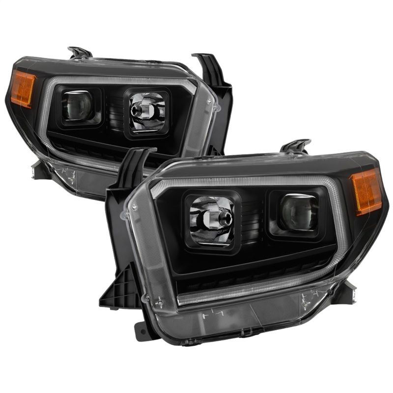 xTune 14-17 Toyota Tundra DRL LED Light Bar Proj Headlights - Black Smoke (PRO-JH-TTU14-LB-BSM) - 9043031